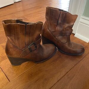 Bed Stu Leather Wedge Boots, size 6